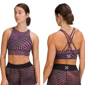 LULULEMON Sea Wheeze Energy High Neck Longline To The Beat Raspberry Bra Size 6